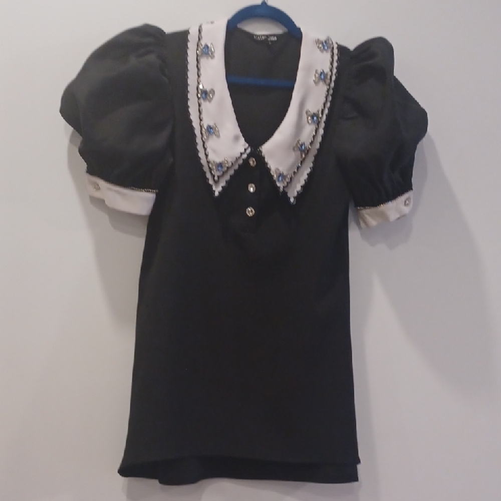 Sister Jane Mini dress with white Embellished Peter Pan Collar